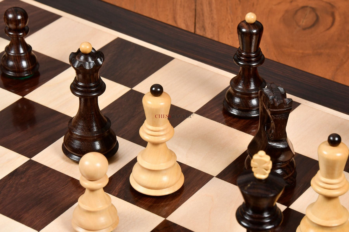 Old 1959 Russian Zagreb Staunton Chess Pieces in Rosewood / Natural Boxwood - 3.8" King
