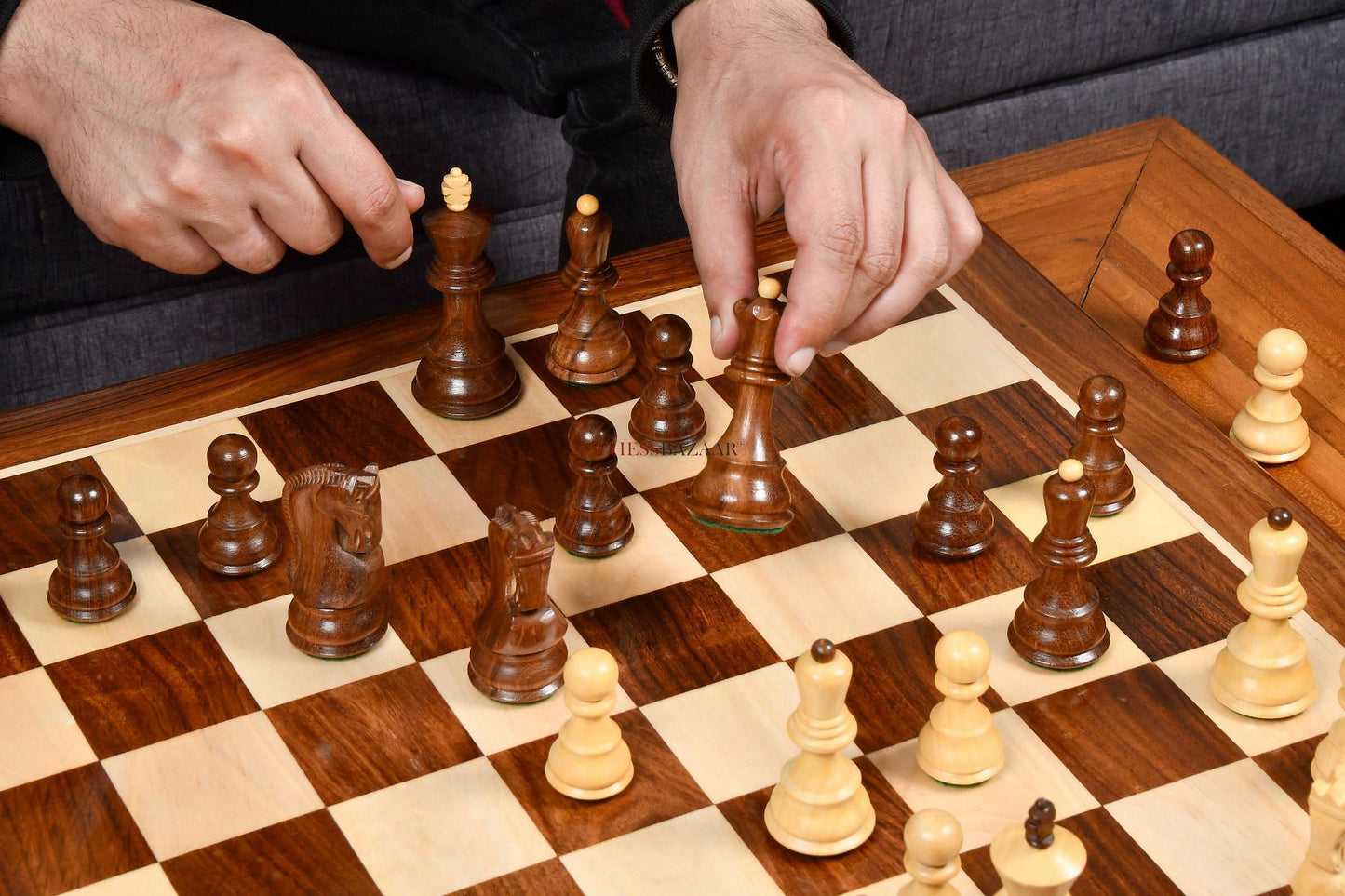 Old 1959 Russian Zagreb Staunton Chess Pieces in Sheesham Wood / Boxwood - 3.8" King