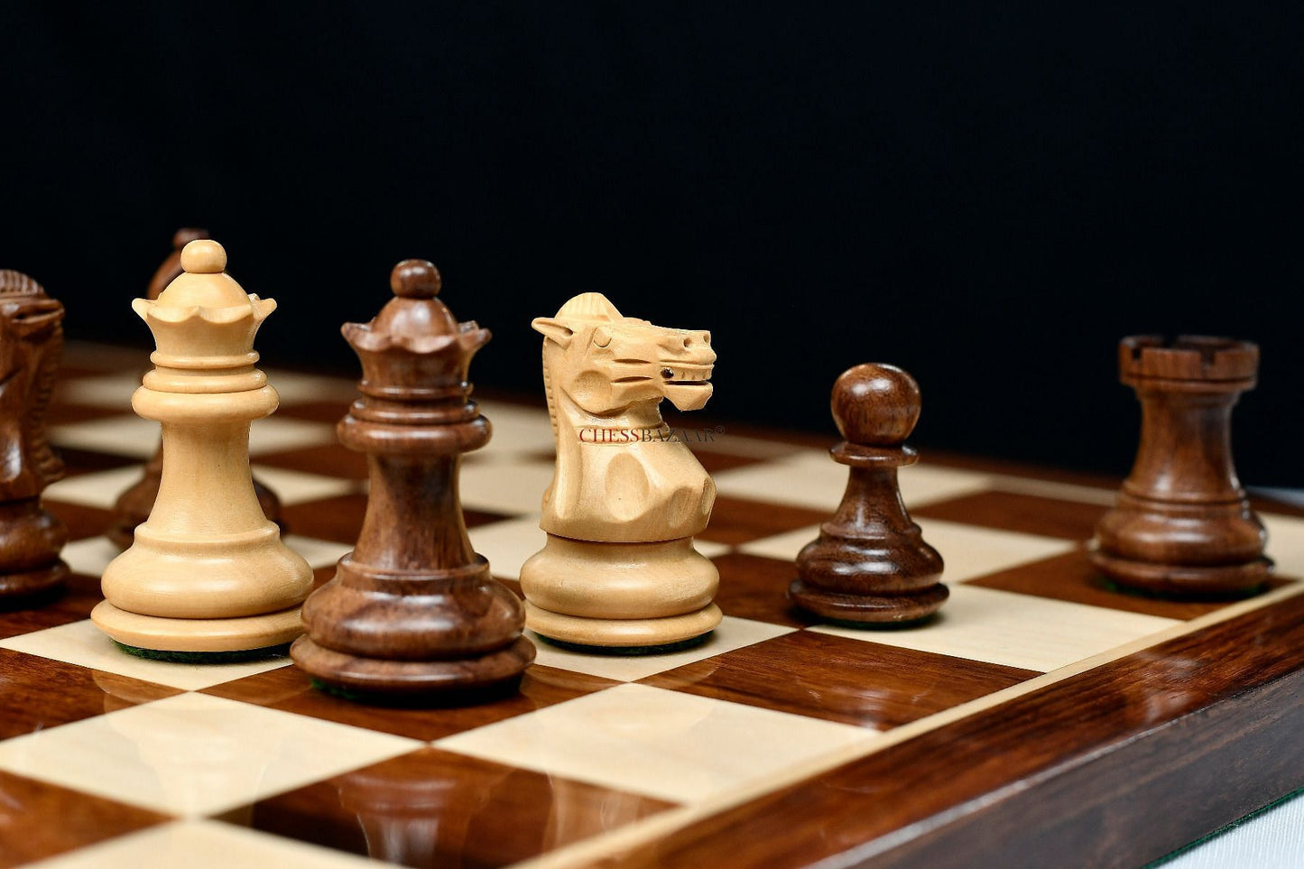 The Collector Series Wooden Staunton Chess Pieces in Sheesham & Box Wood - 2.6" King
