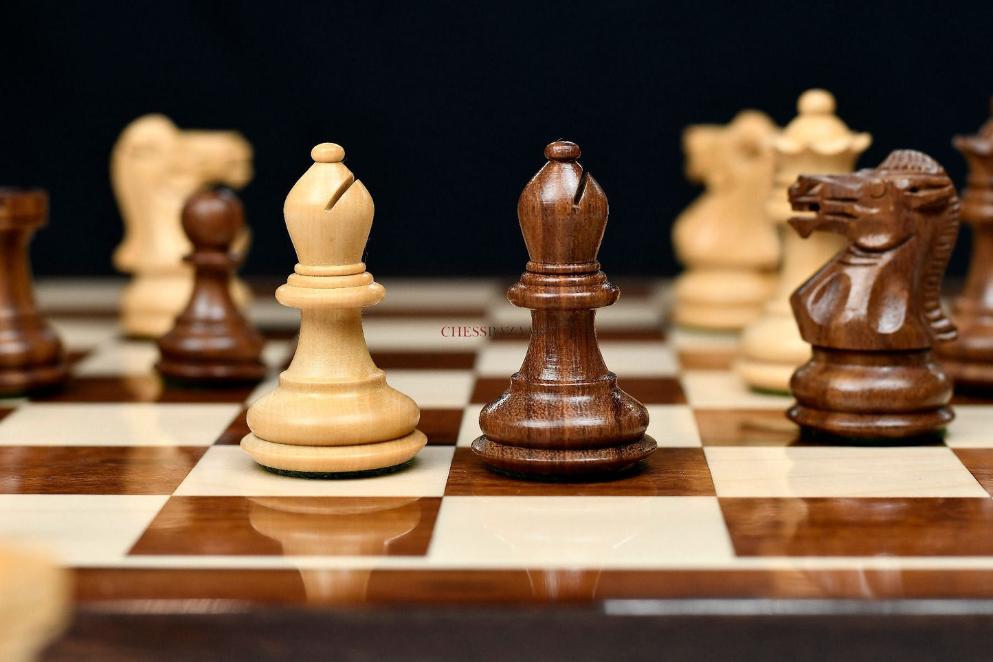 The Collector Series Wooden Staunton Chess Pieces in Sheesham & Box Wood - 2.6" King