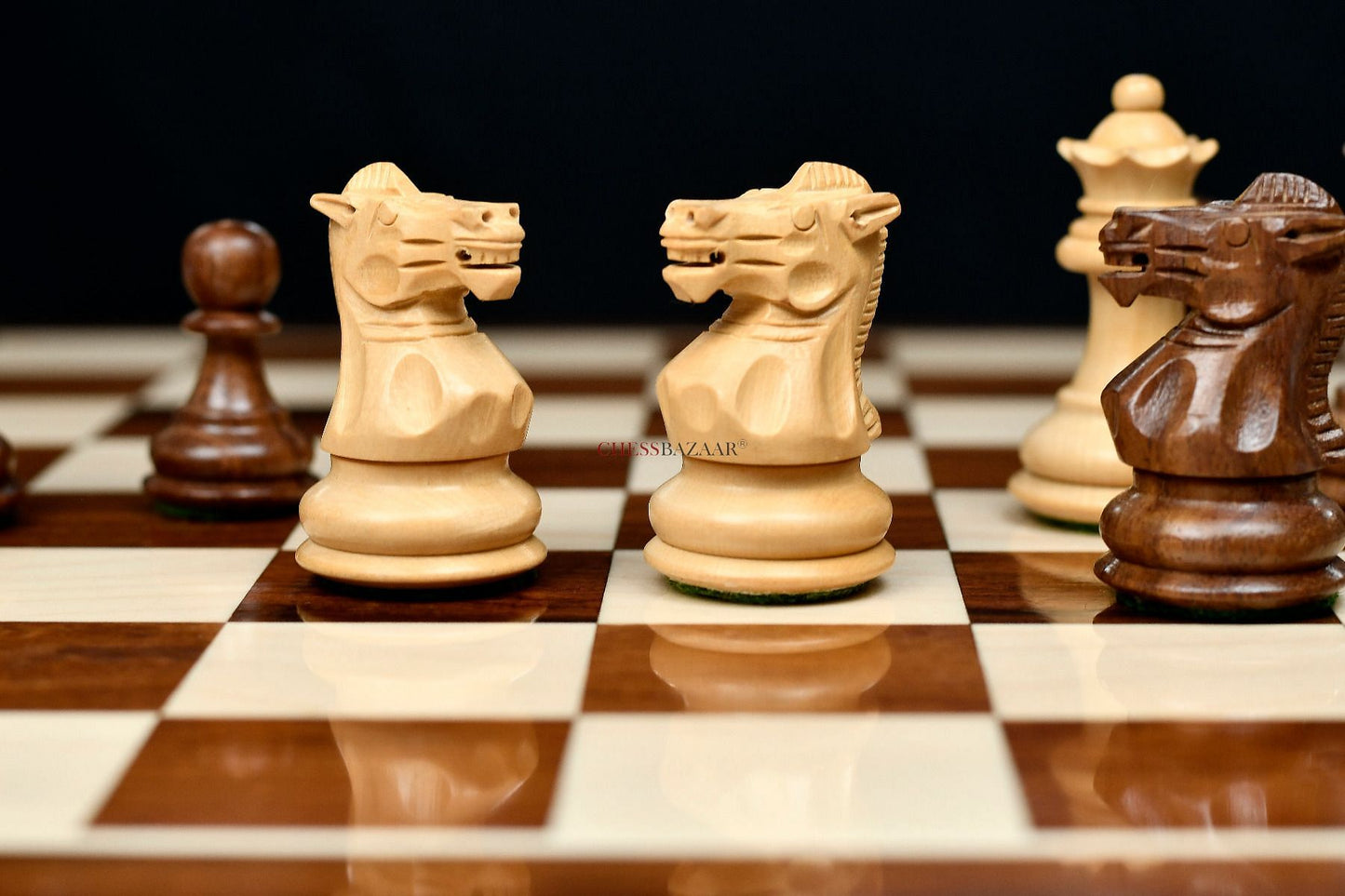 The Collector Series Wooden Staunton Chess Pieces in Sheesham & Box Wood - 2.6" King
