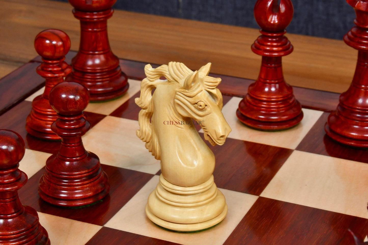 American Adios Series Luxury Chess Pieces in Bud Rose / Box Wood - 4.4" King