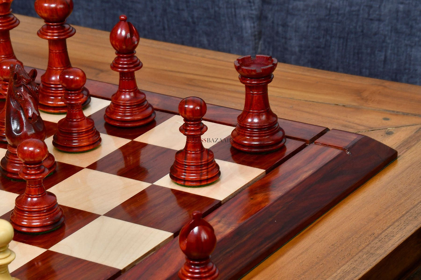 American Adios Series Luxury Chess Pieces in Bud Rose / Box Wood - 4.4" King