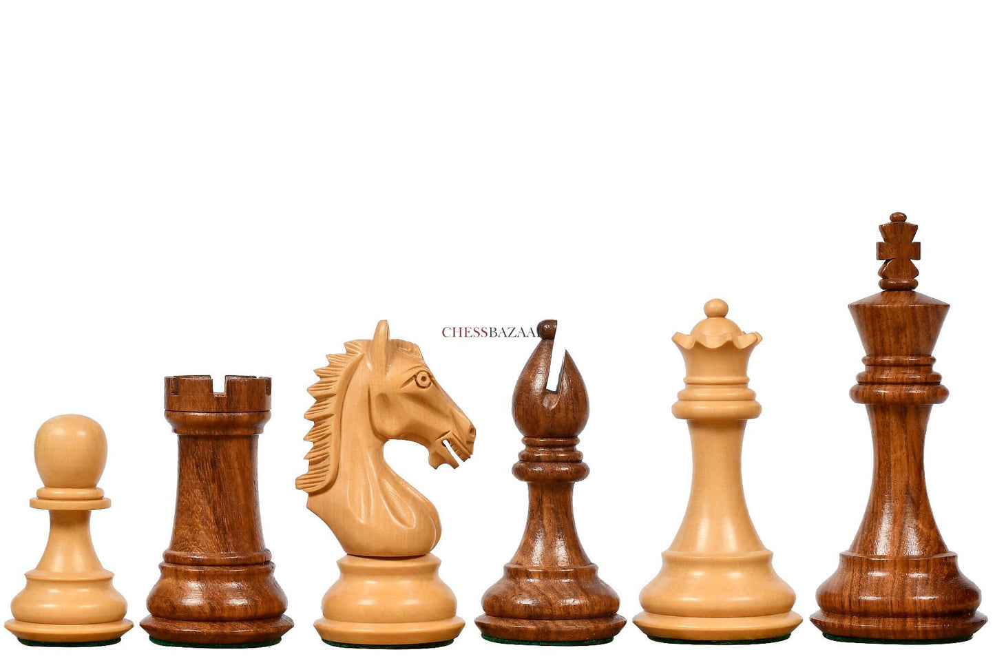 Combo of Derby Knight Staunton Weighted Chess Pieces in Sheesham & Boxwood With Board & Box - 4.1" King