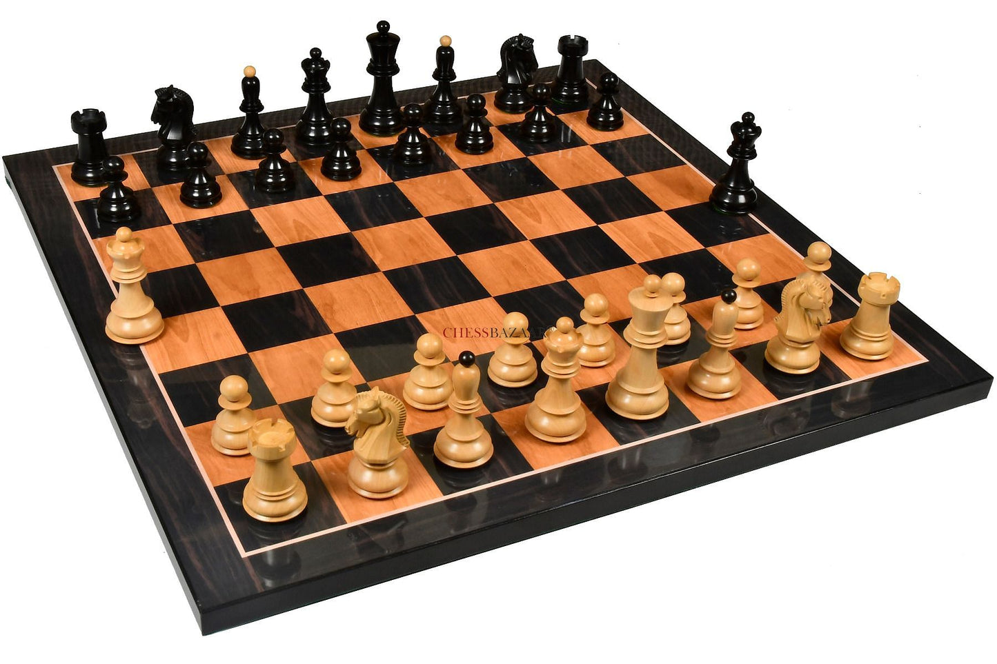 Dubrovnik Bobby Fischer Chessmen in Ebony Wood, Box Wood