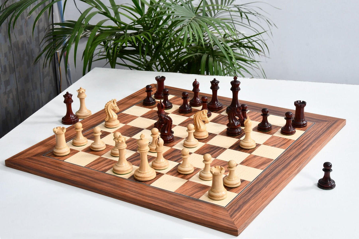 Combo of The Imperial Collector Series (Sinquefield Cup 2014) Chess Pieces V2.0 in Bud Rosewood(Padauk) & Box Wood - 3.75" King with Solid Wood Chess Board
