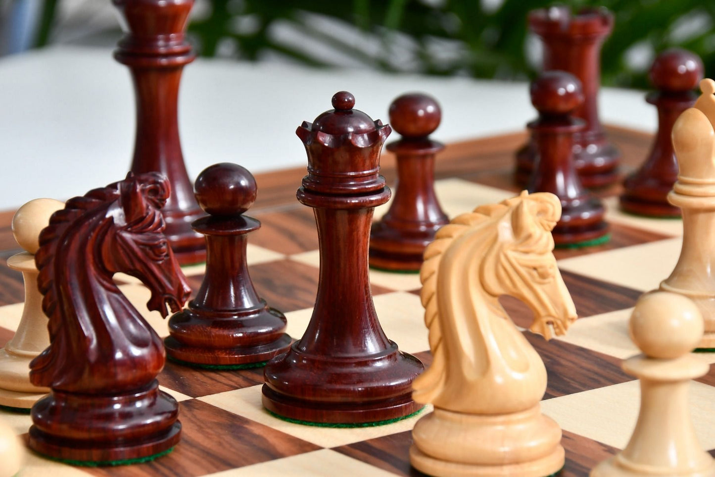 Combo of The Imperial Collector Series (Sinquefield Cup 2014) Chess Pieces V2.0 in Bud Rosewood(Padauk) & Box Wood - 3.75" King with Solid Wood Chess Board