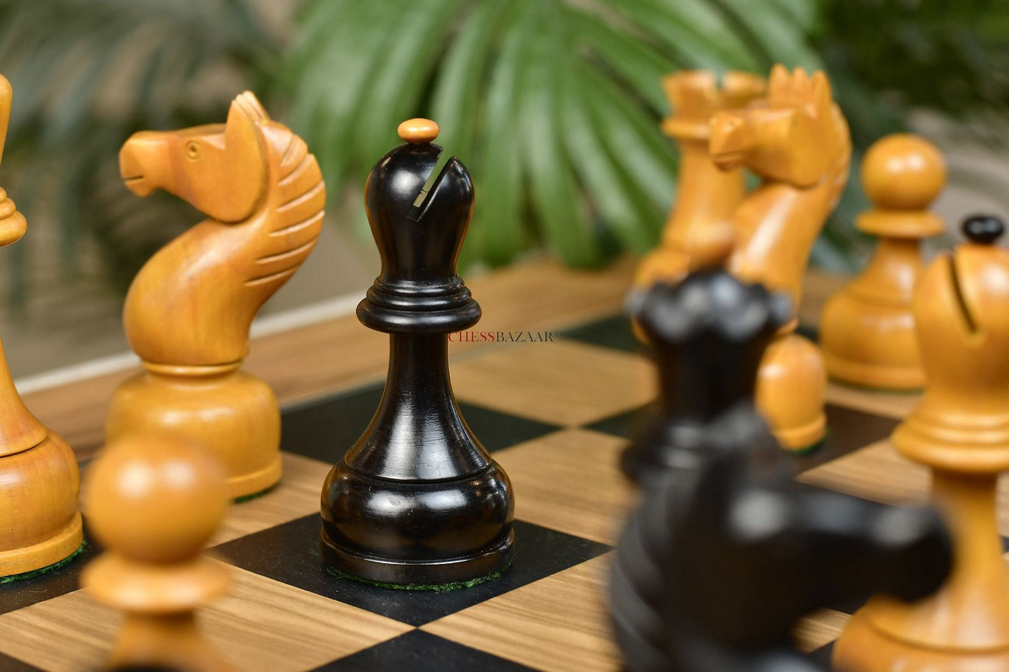 Combo of The 1961 Soviet Championship Weighted Wooden Chess Pieces in Ebonized Wood & Antique Box Wood With Board & Box - 4” King