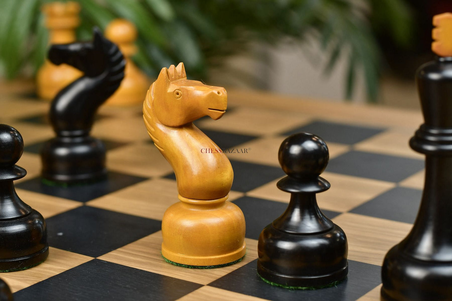 Combo of The 1961 Soviet Championship Weighted Wooden Chess Pieces in Ebonized Wood & Antique Box Wood With Board & Box - 4” King
