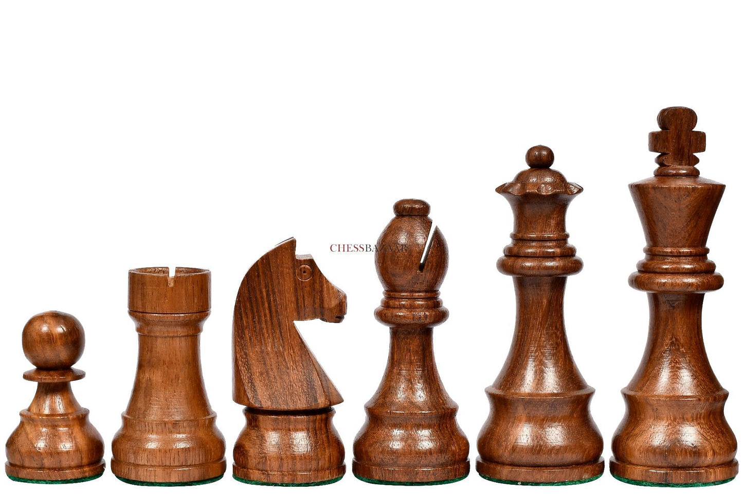 Tournament Series Staunton Chess Pieces with German Knight in Sheesham & Boxwood - 3.75" King