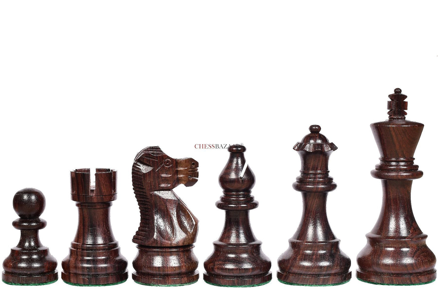 The Smokey Staunton Series Chess Pieces in Rose Wood & Boxwood - 3.8" King