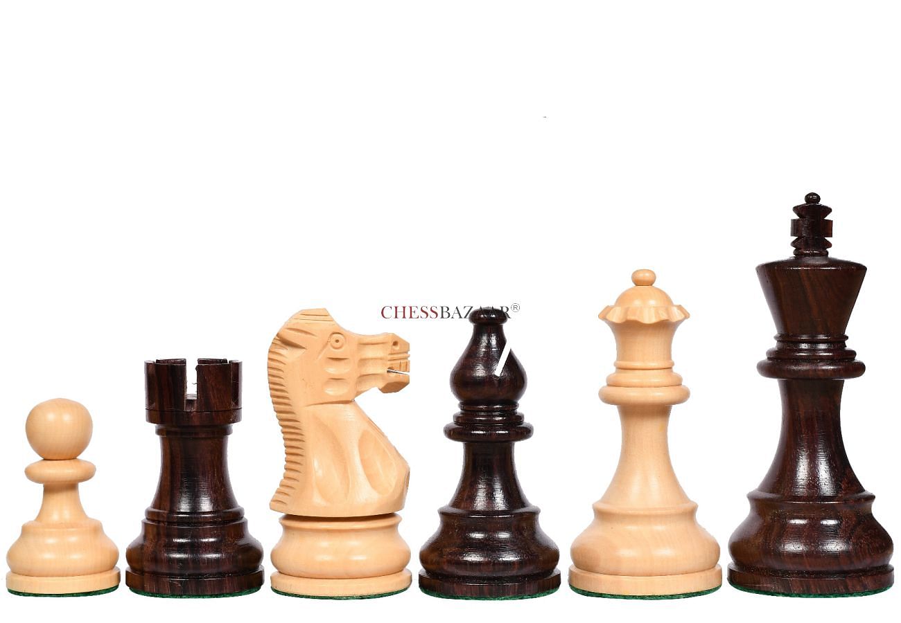 The Smokey Staunton Series Chess Pieces in Rose Wood & Boxwood - 3.8" King