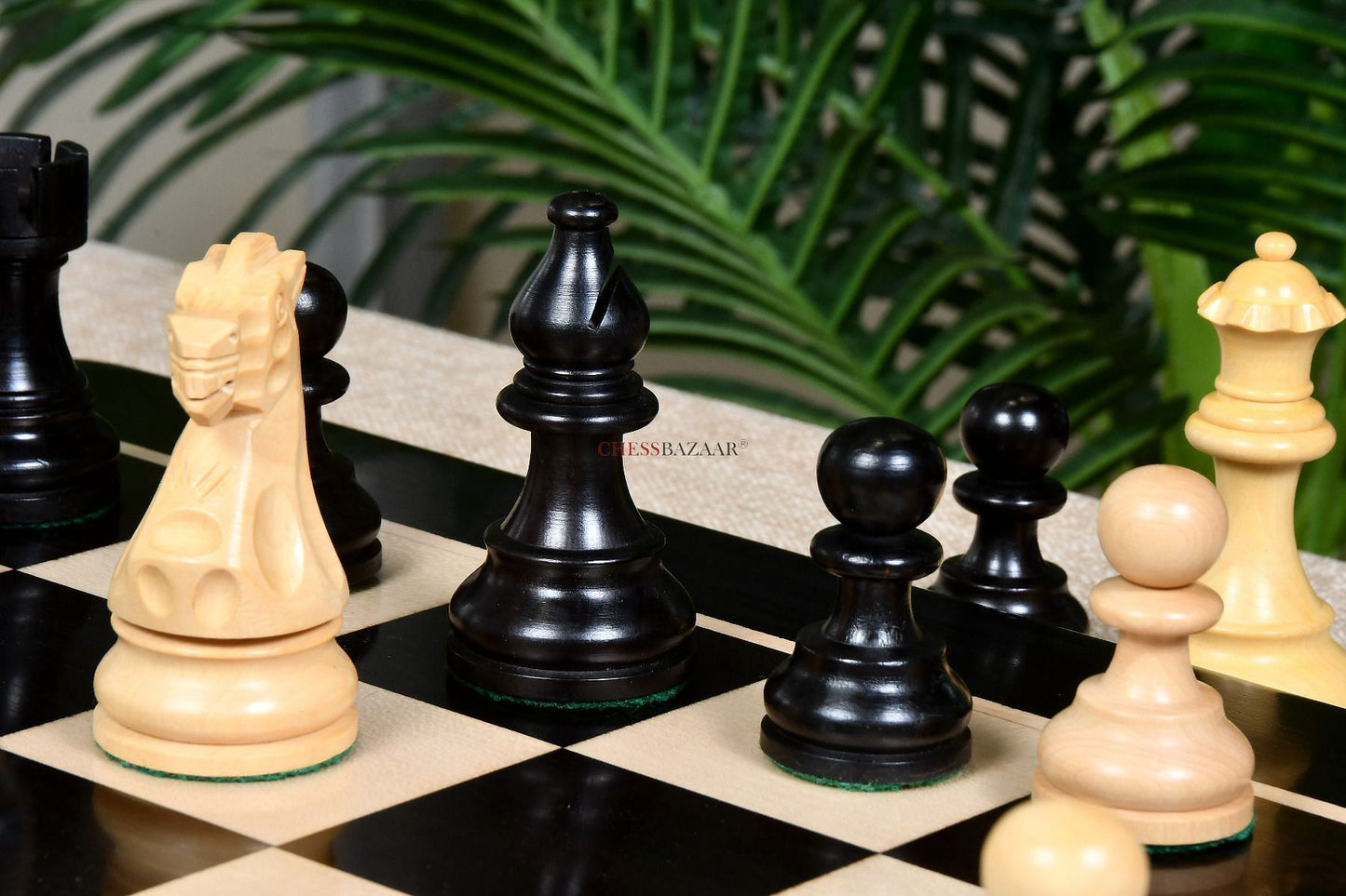 The Smokey Staunton Series Chess Pieces in Ebonized boxwood & Natural Boxwood- 3.8" King