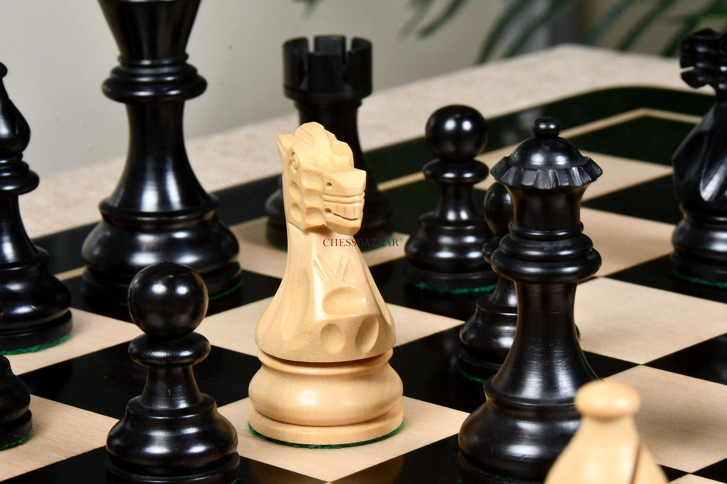 The Smokey Staunton Series Chess Pieces in Ebonized boxwood & Natural Boxwood- 3.8" King