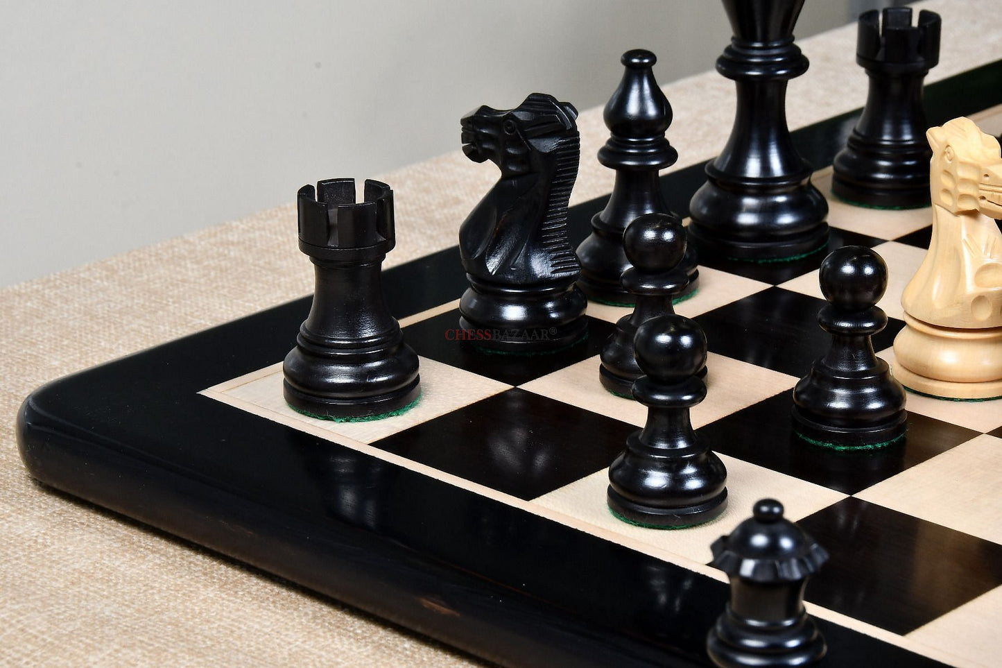 The Smokey Staunton Series Chess Pieces in Ebonized boxwood & Natural Boxwood- 3.8" King