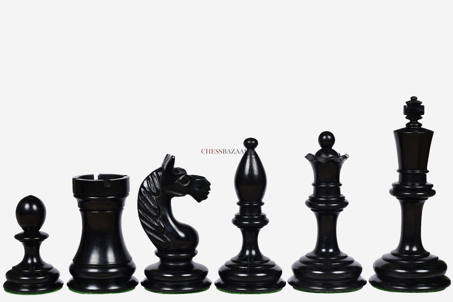 1935 Botvinnik Flohr Reproduced Soviet Chess Pieces in Ebony / Box Wood - 4" King