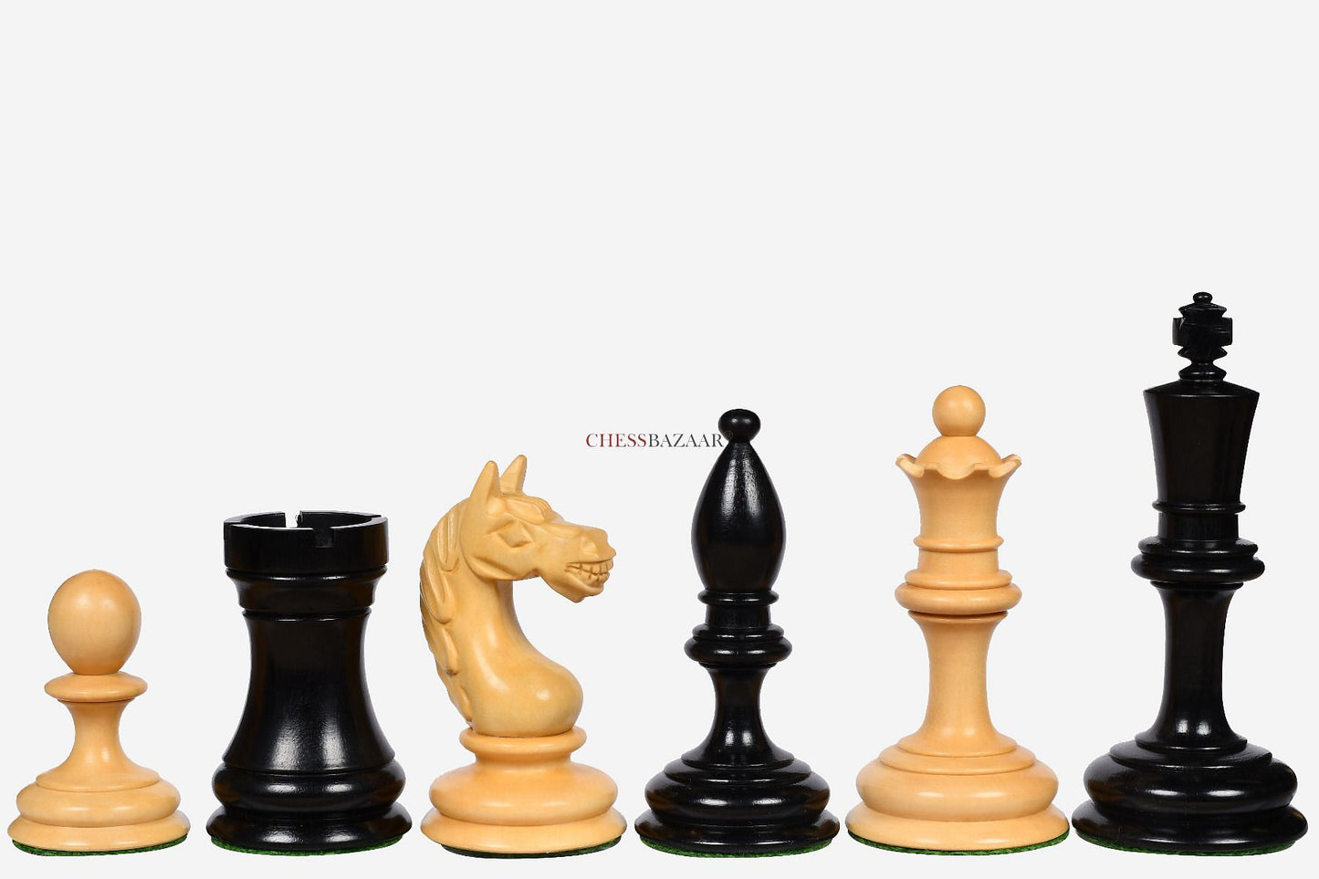 1935 Botvinnik Flohr Reproduced Soviet Chess Pieces in Ebony / Box Wood - 4" King
