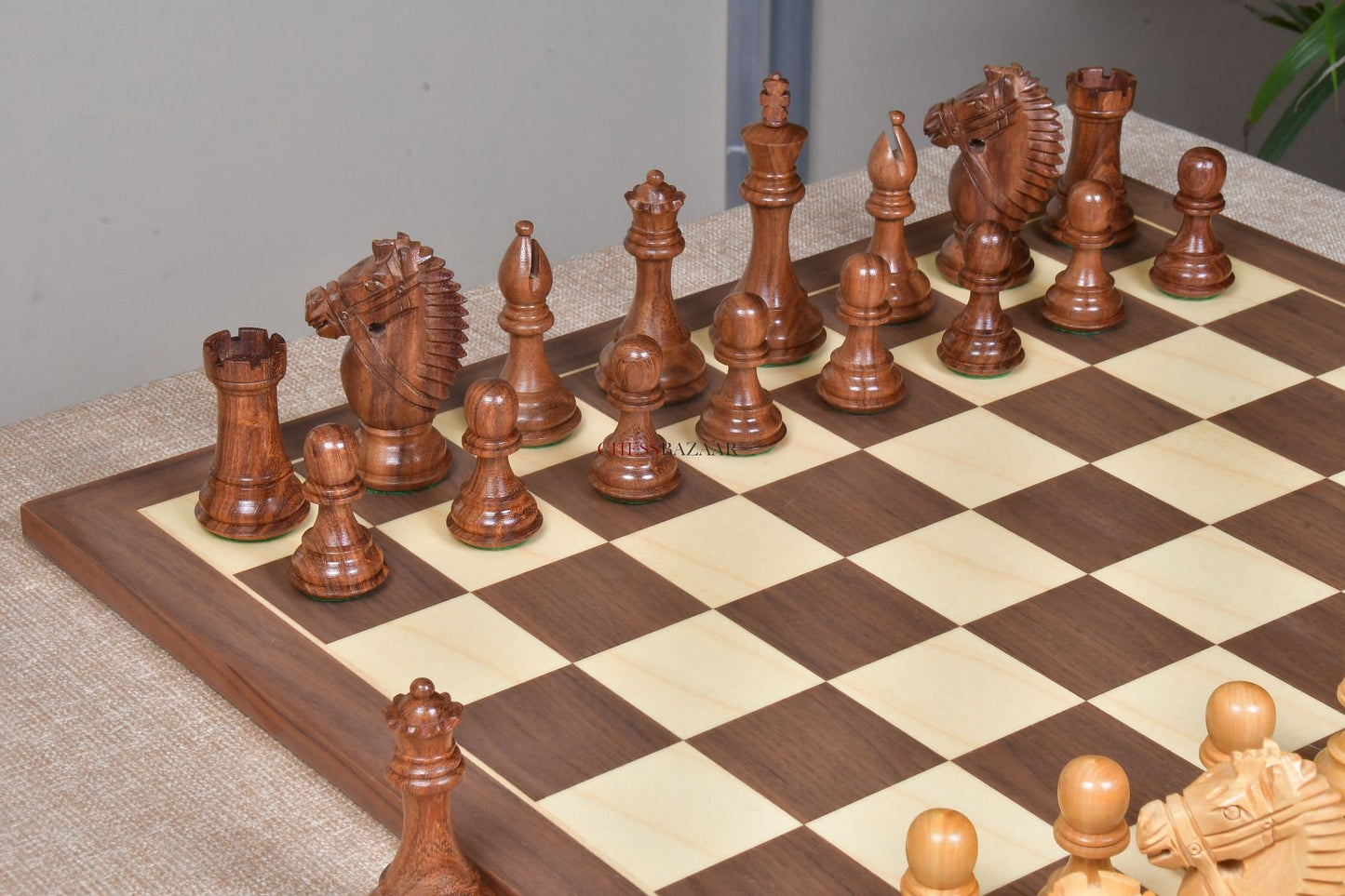 The Bridle Knight Series Wooden Chess Pieces in Sheesham & Box Wood - 4.0" King