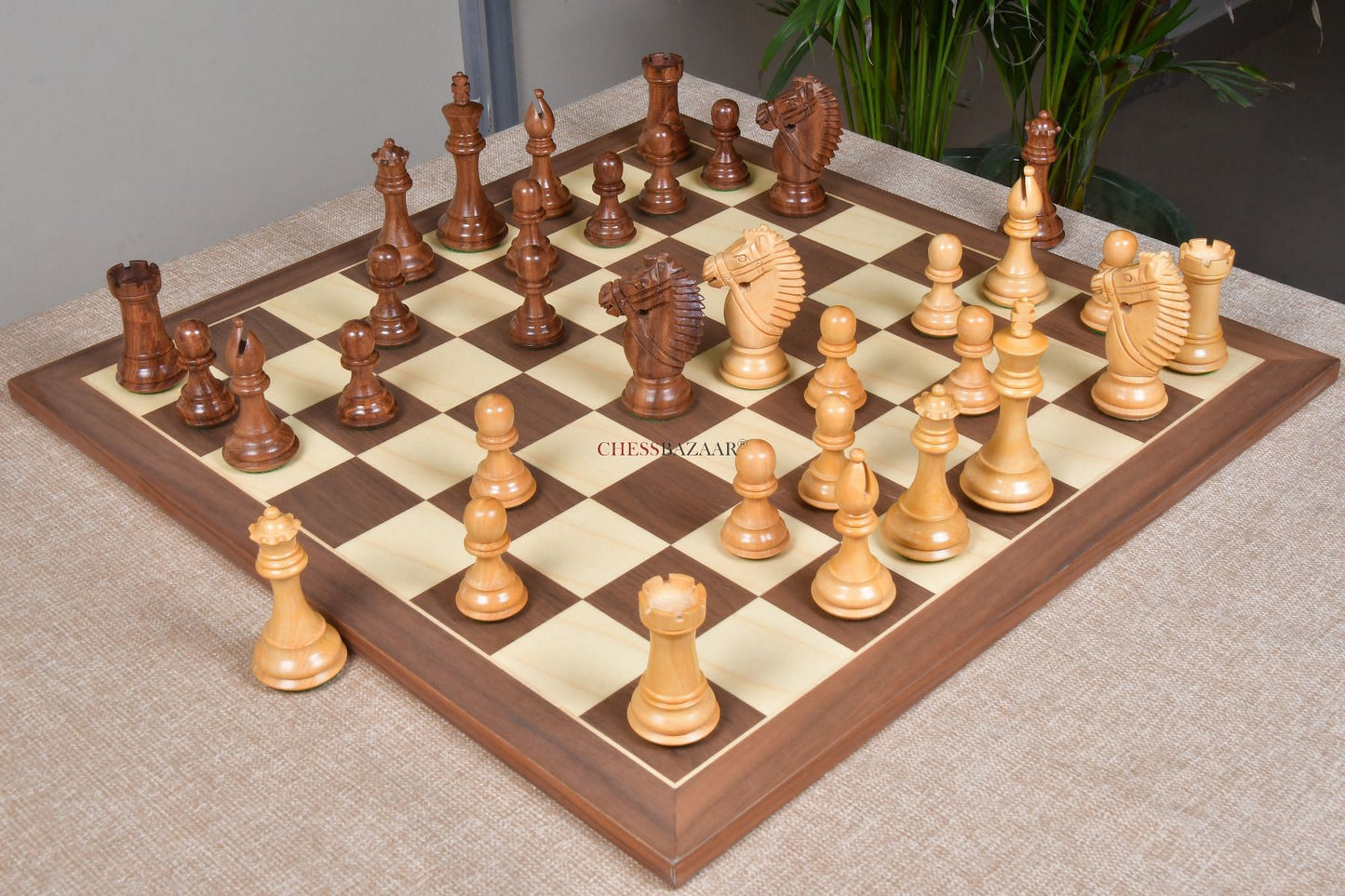 The Bridle Knight Series Wooden Chess Pieces in Sheesham & Box Wood - 4.0" King