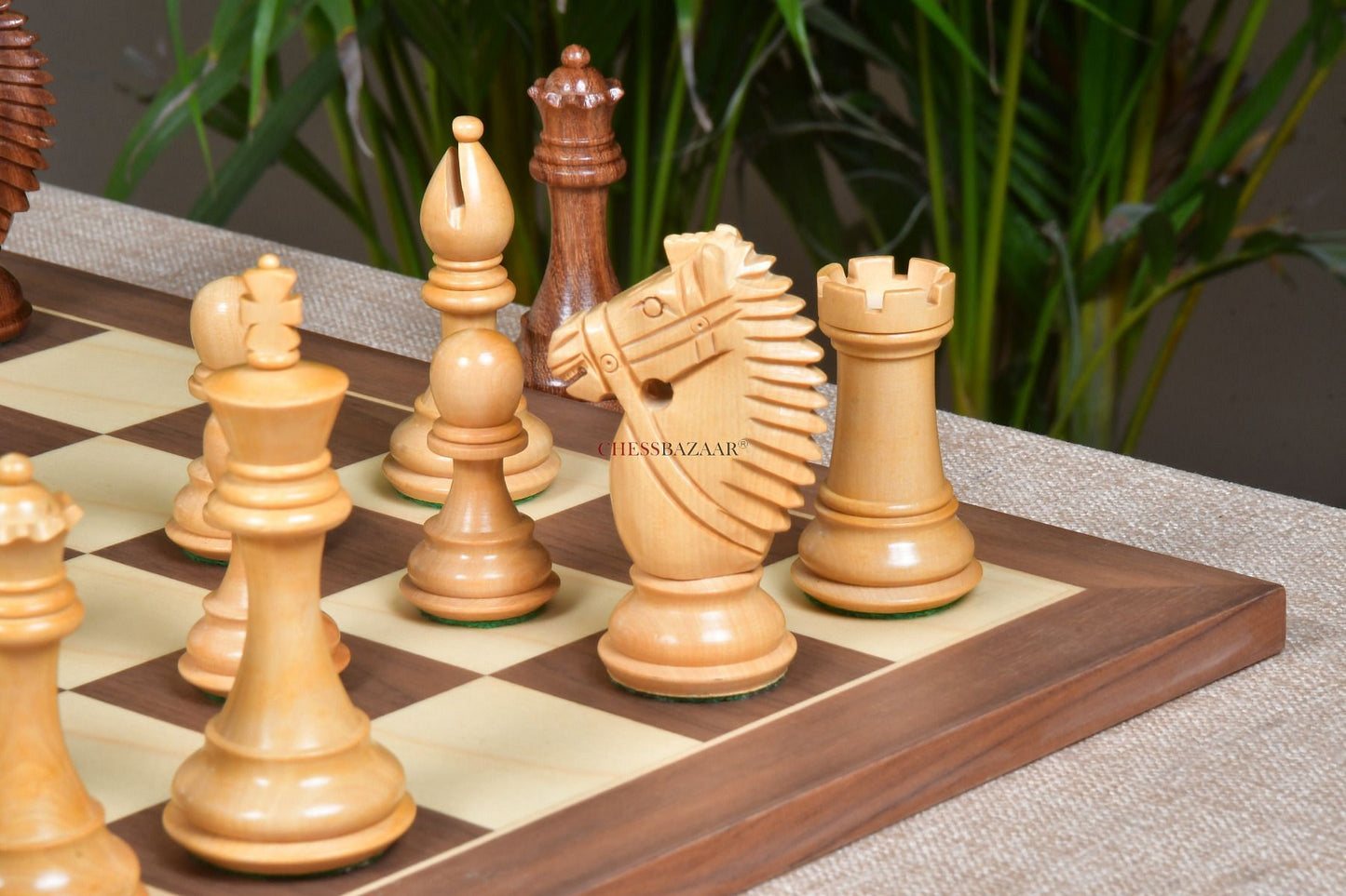 The Bridle Knight Series Wooden Chess Pieces in Sheesham & Box Wood - 4.0" King