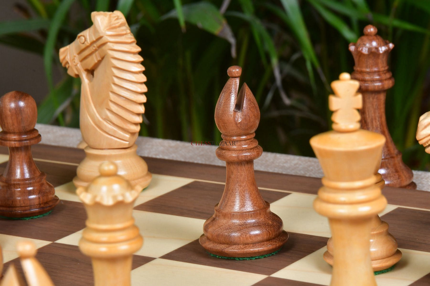 The Bridle Knight Series Wooden Chess Pieces in Sheesham & Box Wood - 4.0" King