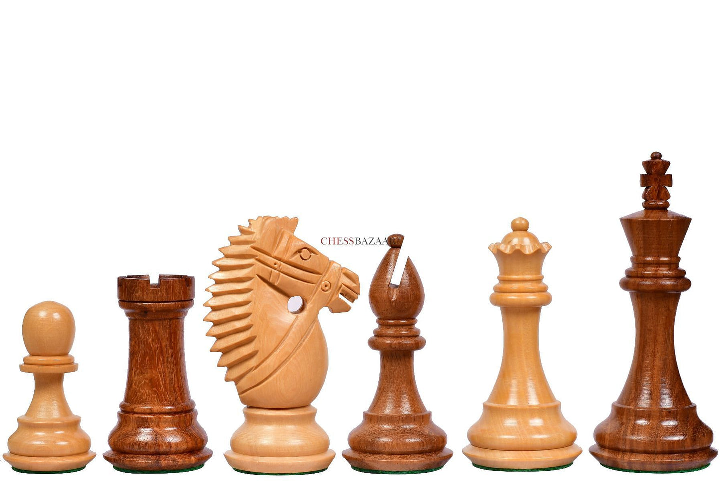 The Bridle Knight Series Wooden Chess Pieces in Sheesham & Box Wood - 4.0" King