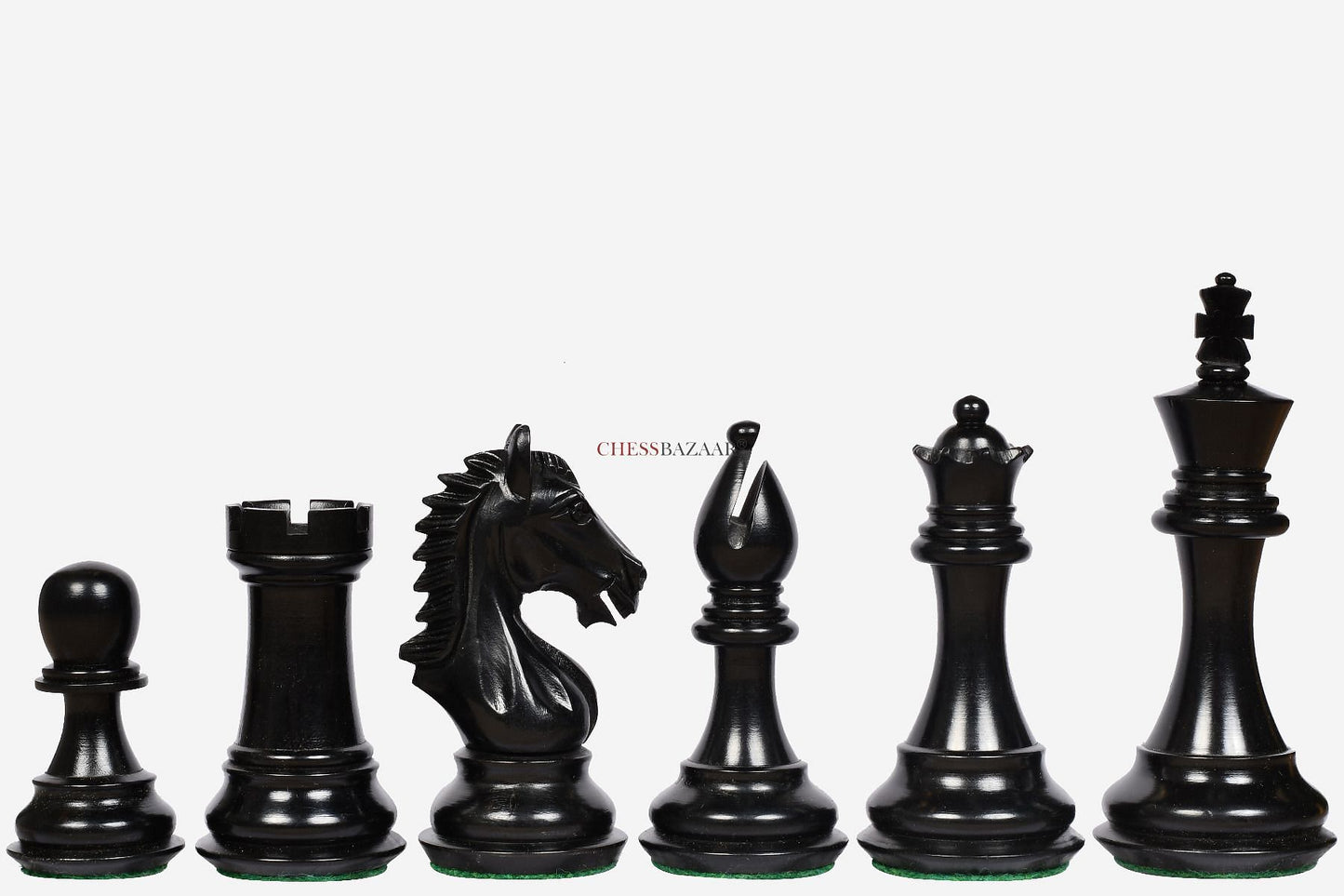 CB The Derby Knight Staunton Pattern Weighted Chessmen in Ebonized Boxwood - 4.1" King