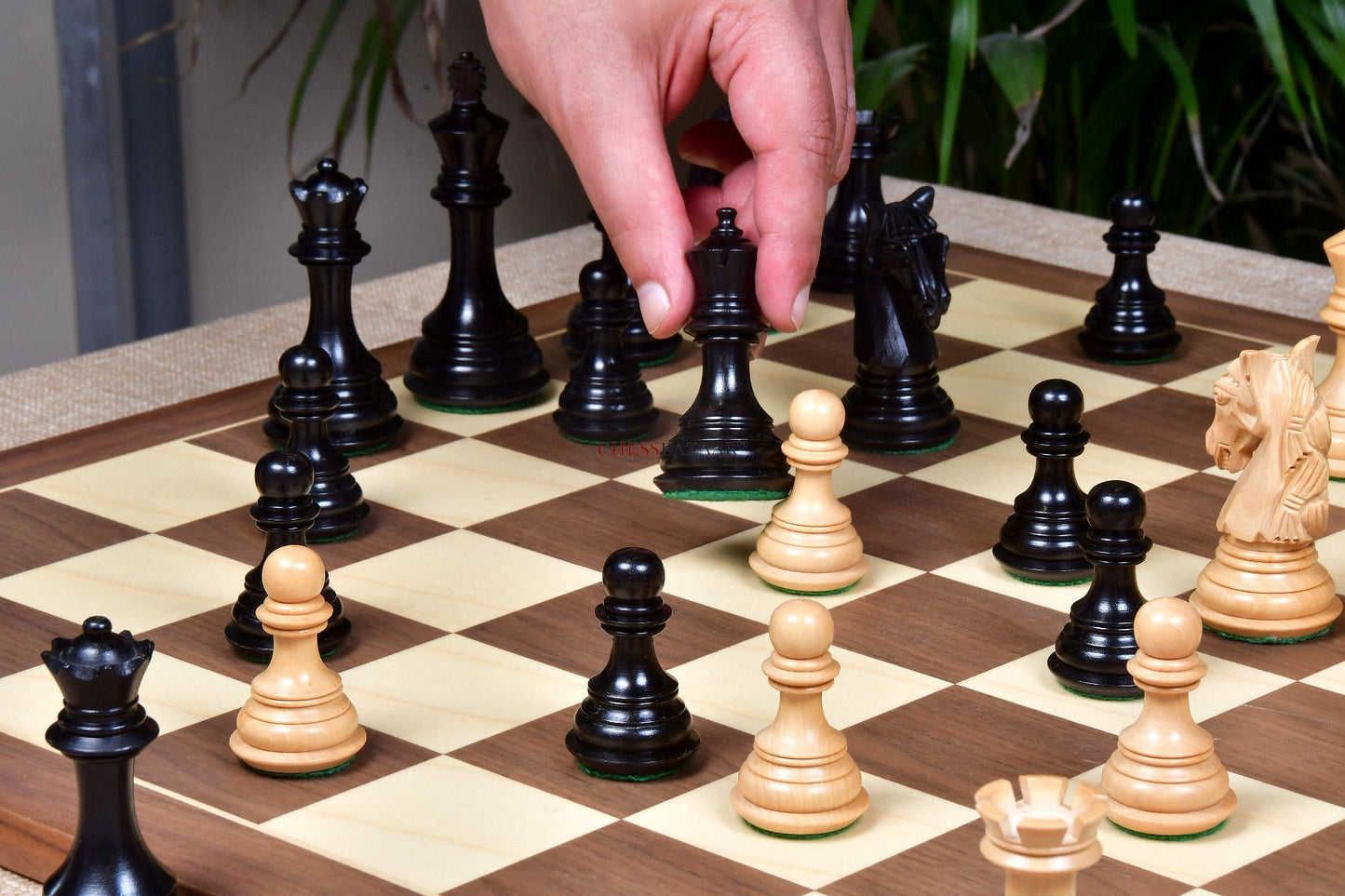 The New Columbian Staunton Series Chess Pieces in Ebony Wood & Box wood - 3.8" King