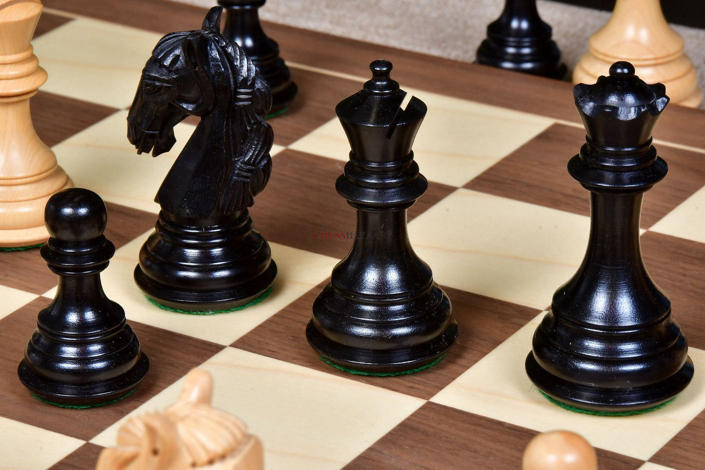 The New Columbian Staunton Series Chess Pieces in Ebony Wood & Box wood - 3.8" King