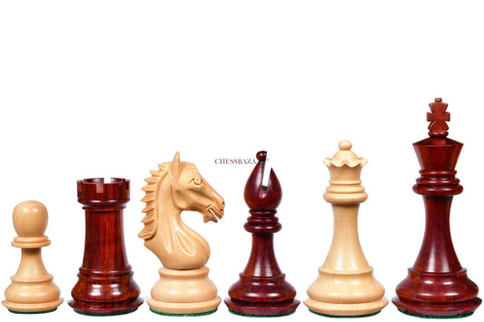 Derby Knight Staunton Weighted Chess Pieces in Bud Rosewood (Padauk) & Boxwood - 4.1" King