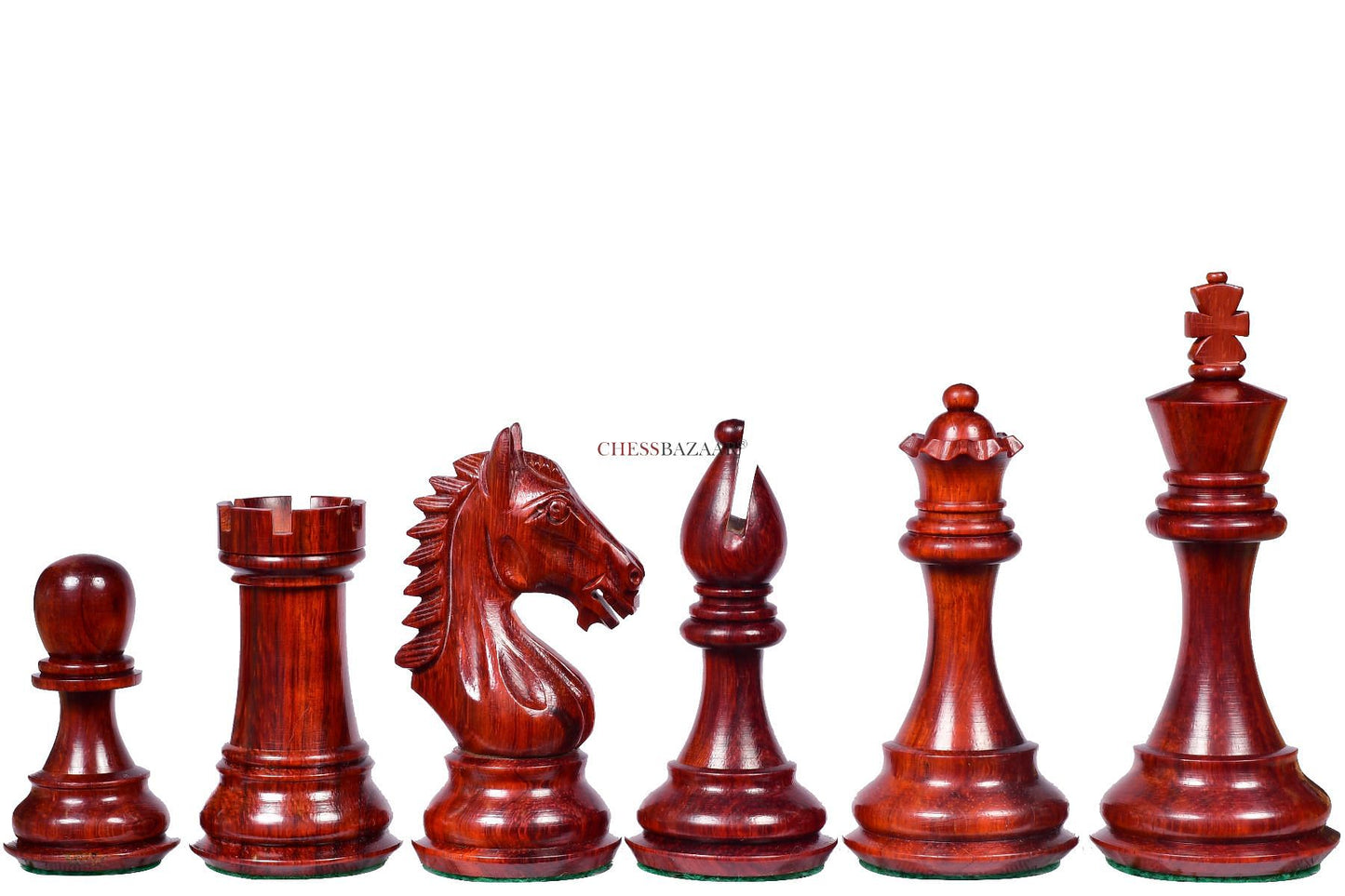 Derby Knight Staunton Weighted Chess Pieces in Bud Rosewood (Padauk) & Boxwood - 4.1" King