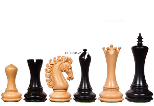 The Empire II Luxury Series Staunton Chess pieces in Ebony / Box Wood - 4.4" King