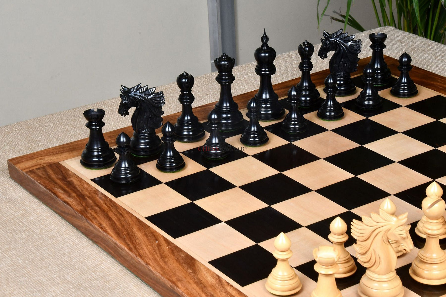 The Sher-E-Punjab Series Chess Pieces in Ebony Wood / Box Wood - 4.6" King