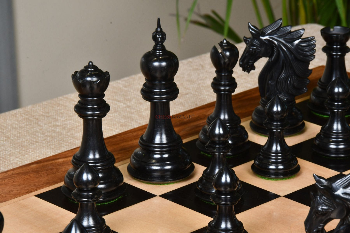 The Sher-E-Punjab Series Chess Pieces in Ebony Wood / Box Wood - 4.6" King