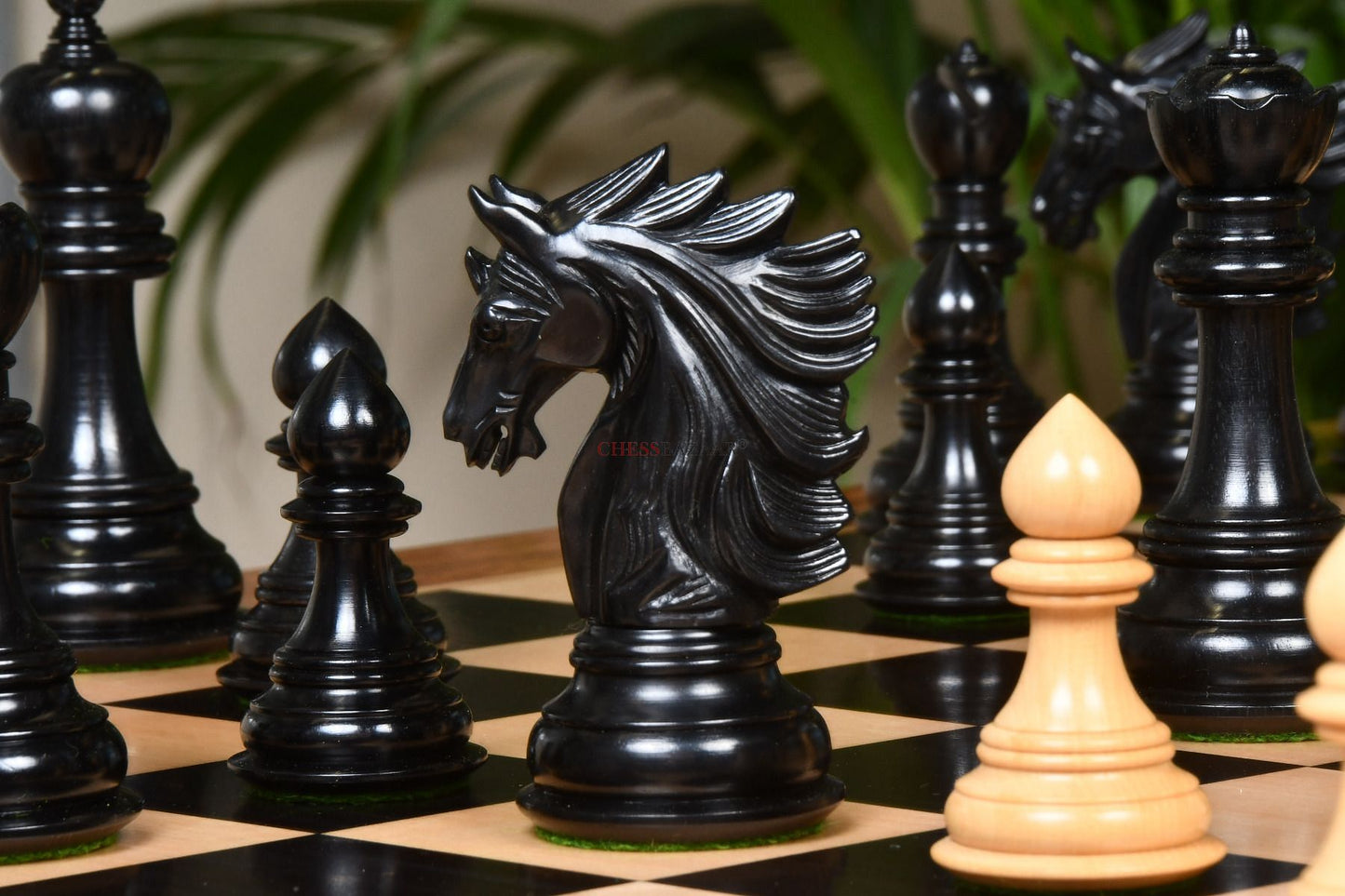 The Sher-E-Punjab Series Chess Pieces in Ebony Wood / Box Wood - 4.6" King