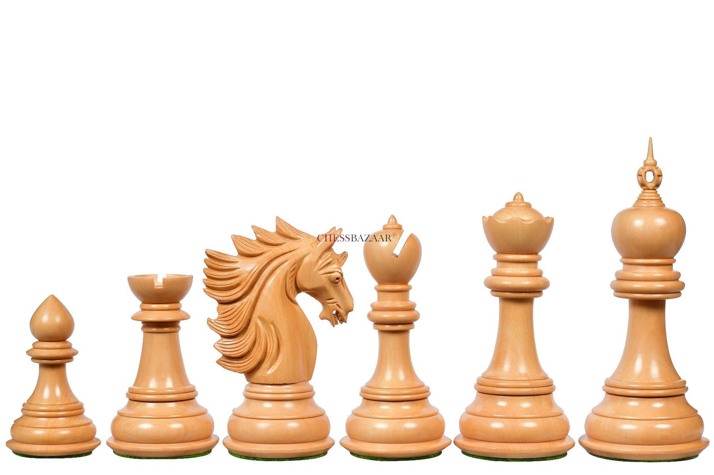 The Sher-E-Punjab Series Chess Pieces in Ebony Wood / Box Wood - 4.6" King
