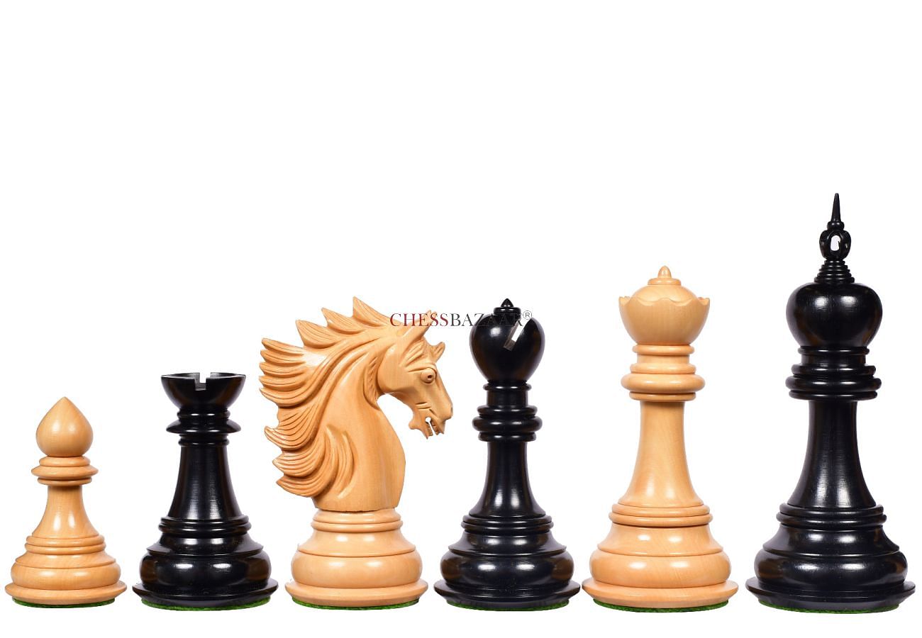The Sher-E-Punjab Series Chess Pieces in Ebony Wood / Box Wood - 4.6" King