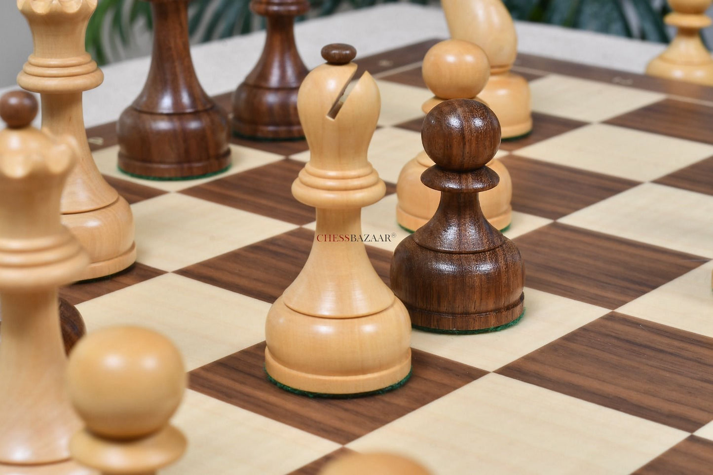 The 1961 Soviet Championship Weighted Wooden Chess Pieces in Sheesham & Boxwood - 4” King