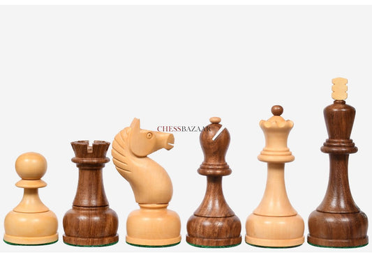 The 1961 Soviet Championship Weighted Wooden Chess Pieces in Sheesham & Boxwood - 4” King