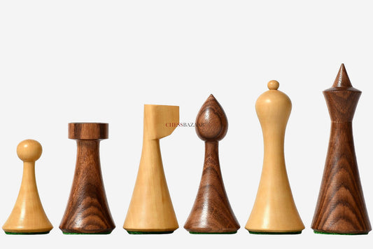 Minimalist Hermann Ohme Chess Pieces in Sheesham & Box Wood - 3.75" King