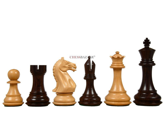 Fierce Knight Staunton Series Chess Pieces in Rosewood & Box Wood - 4.1" King