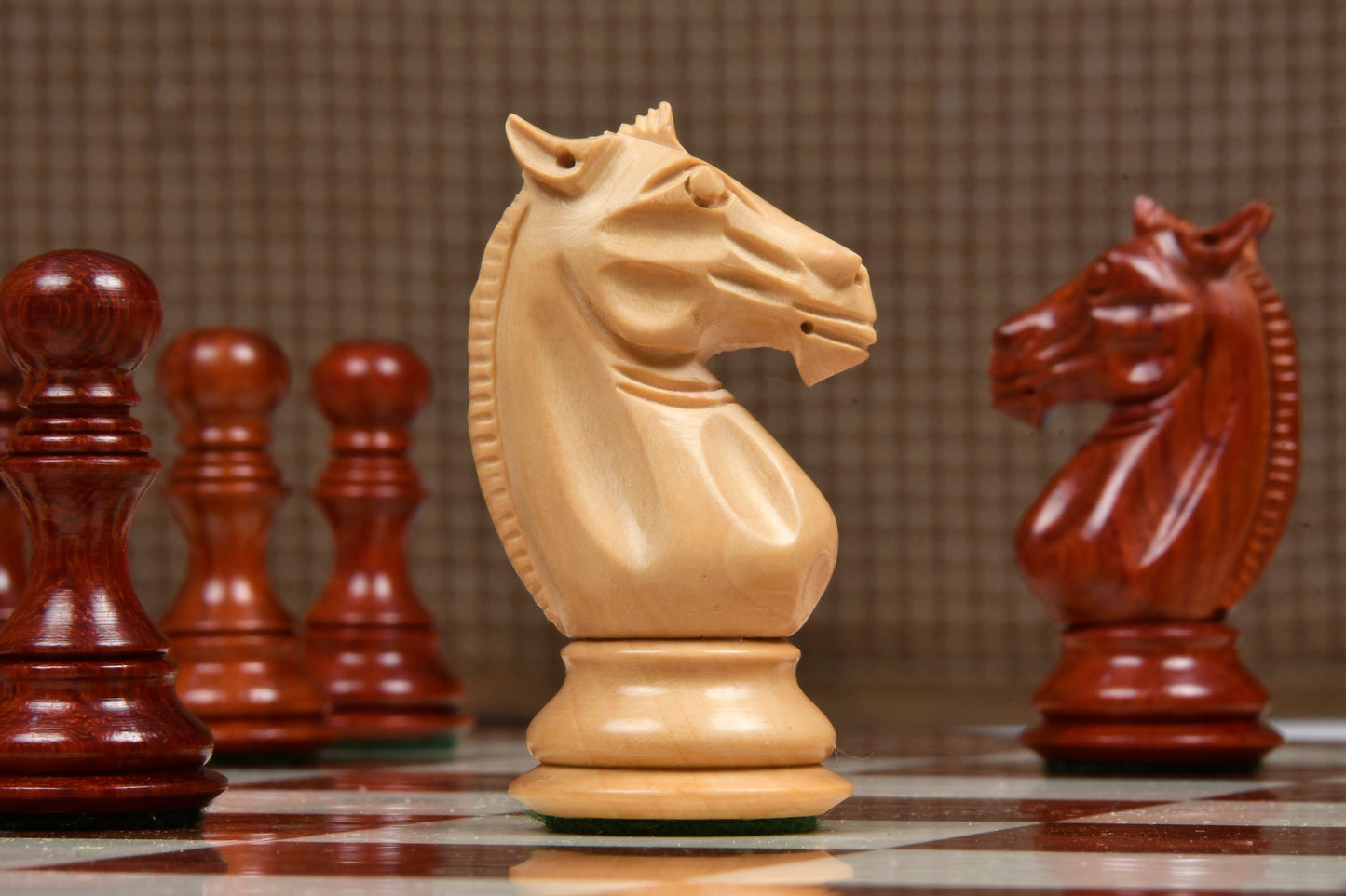 Meghdoot Staunton Series Wooden Chess Pieces in Bud Rose & Box Wood - 3.2" King