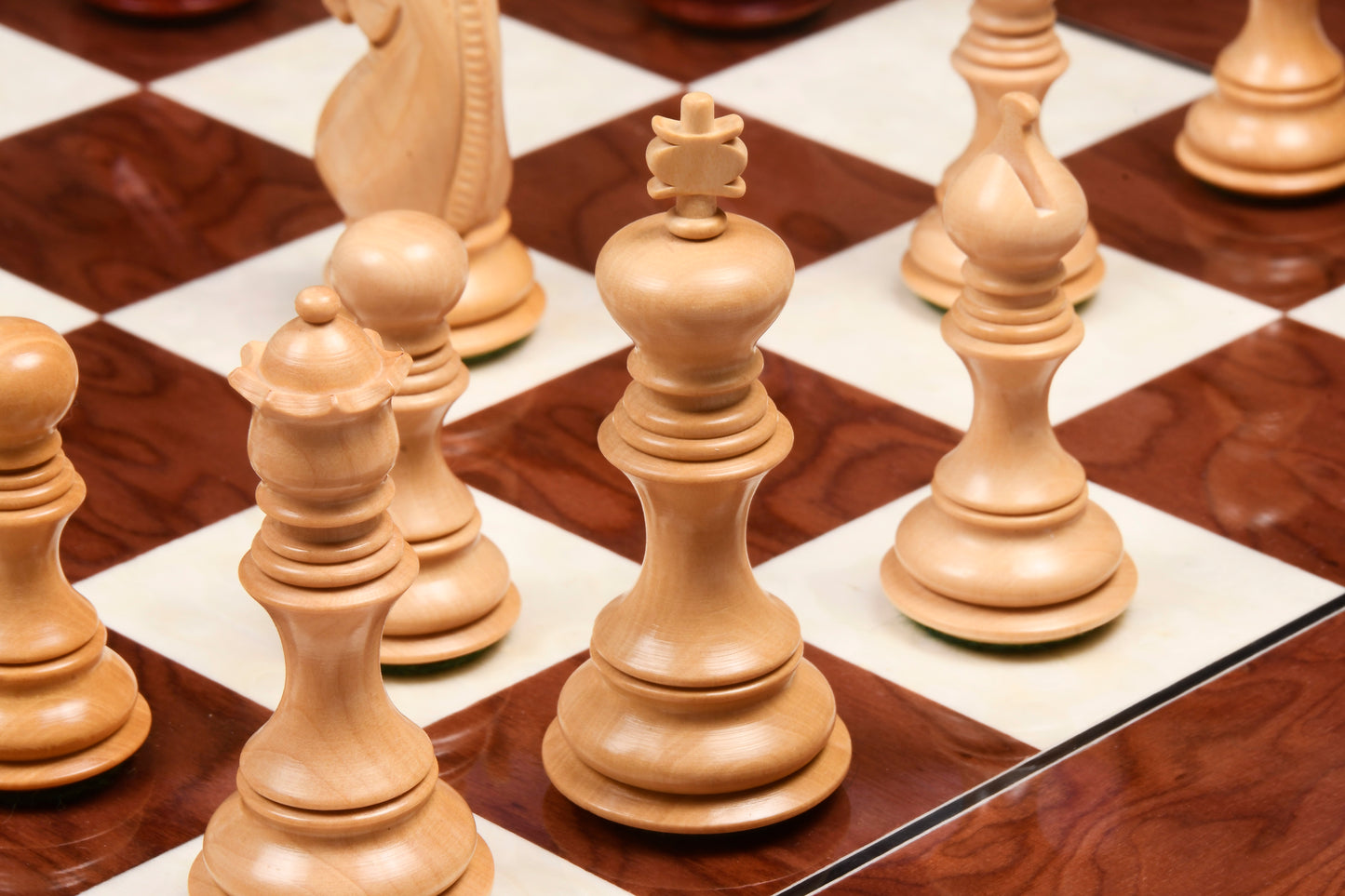 Meghdoot Staunton Series Wooden Chess Pieces in Bud Rose & Box Wood - 3.2" King