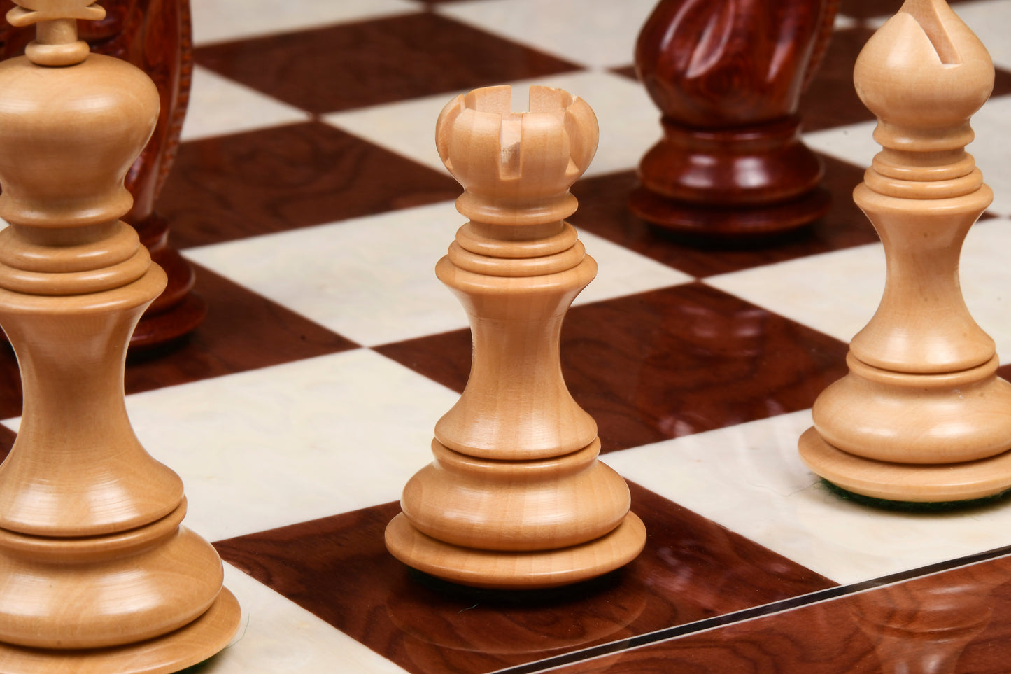 Meghdoot Staunton Series Wooden Chess Pieces in Bud Rose & Box Wood - 3.2" King