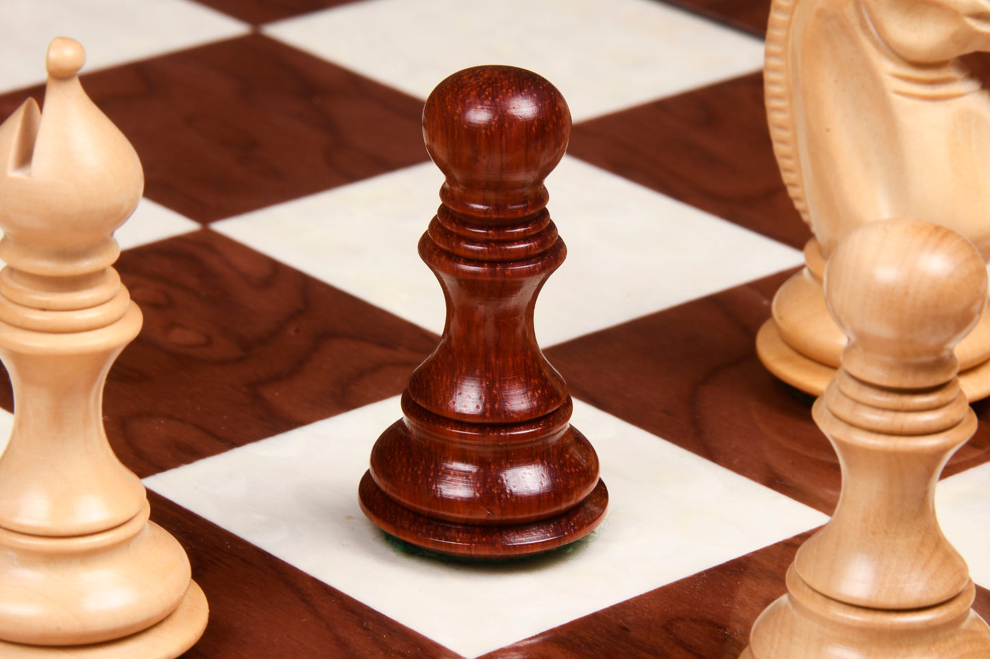 Meghdoot Staunton Series Wooden Chess Pieces in Bud Rose & Box Wood - 3.2" King