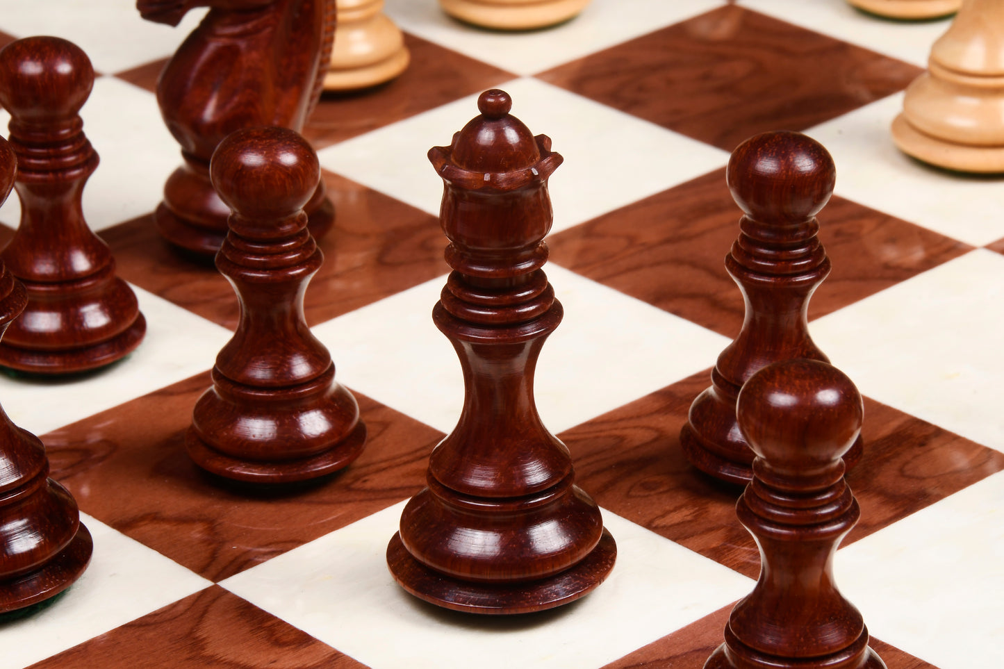 Meghdoot Staunton Series Wooden Chess Pieces in Bud Rose & Box Wood - 3.2" King