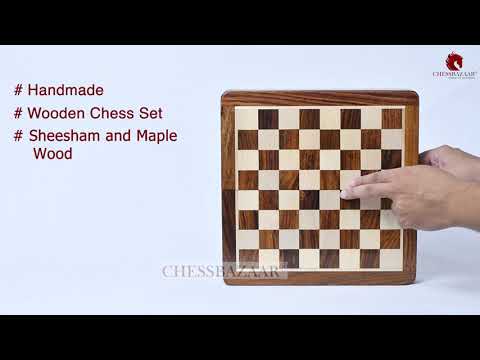 Unboxing 12" foldable magnetic travel chess set in Sheesham & Maple