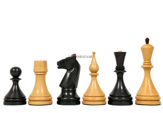 Reproduced 1961 Soviet Championship Baku Chess Pieces in Ebonized / Box wood - 4.05 King