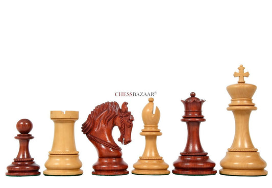 The Excalibur Luxury Artisan Series Chess Pieces in Bud Rosewood / Box Wood - 4.6" King