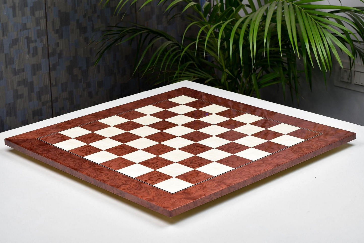 Wooden Red Ash Burl Maple Hi Gloss Finish Chess Board 22" - 55 mm